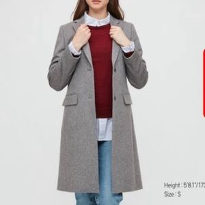 Uniqlo Cashmere-Blend Chesterfield Coat in Gray Size L
